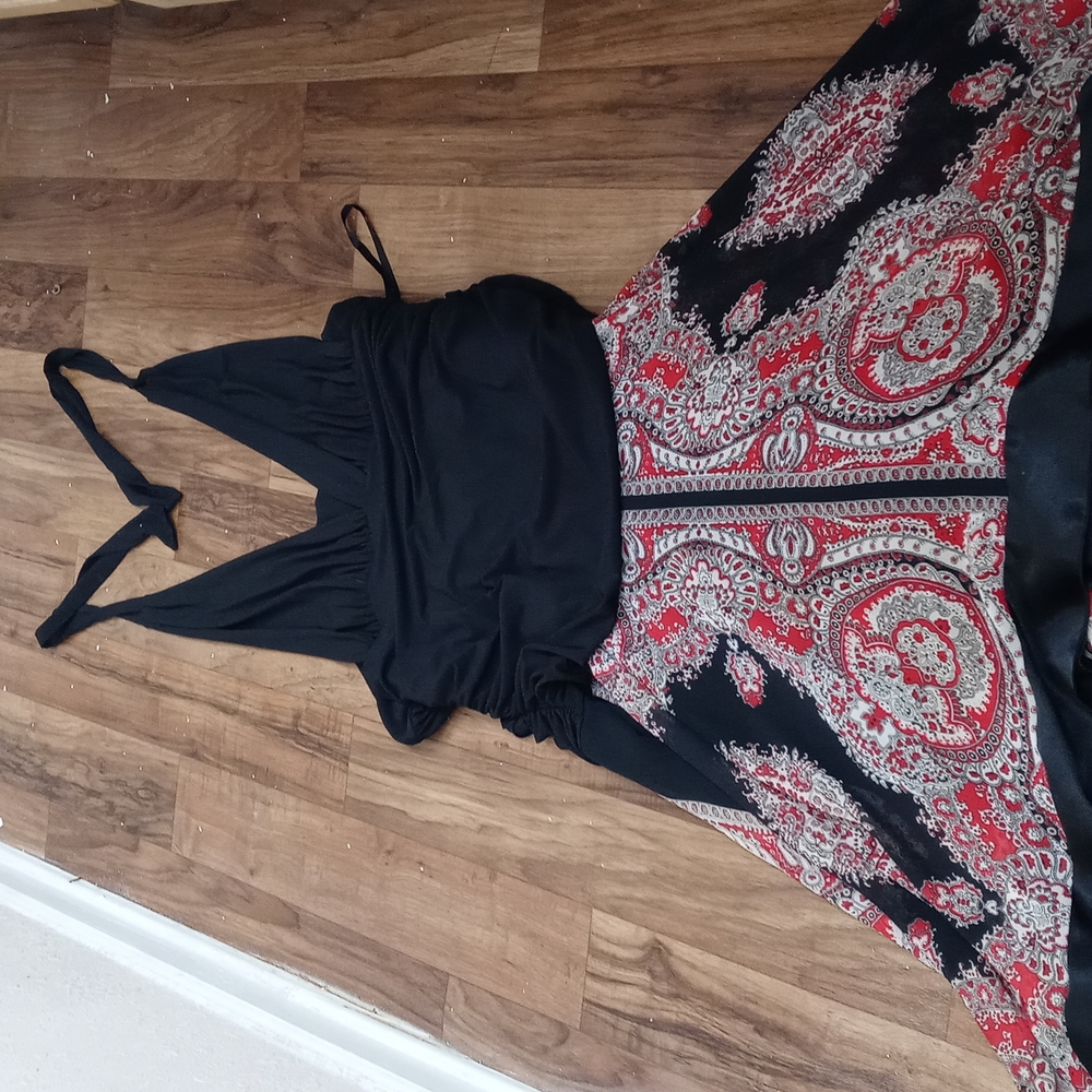 White,Red and Black Dress